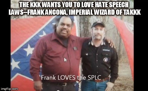 An anti Ancona poster distributed by White Supremacist groups opposed to Ancona's KKK associating with Daryl Davis