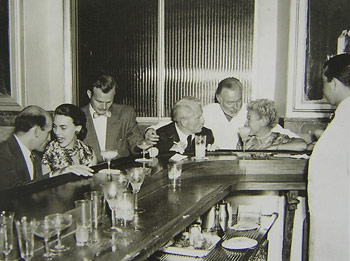 Spencer Tracy, Ernest Hemingway and Margaret Gelhorn at the Floridita bar in Havana