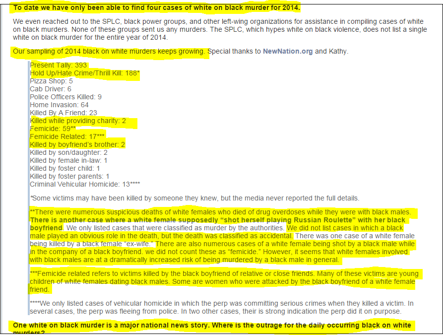 The Conservative Citizens Council website on black-on-white crime which influenced Dylann Roof prior to his shooting spree