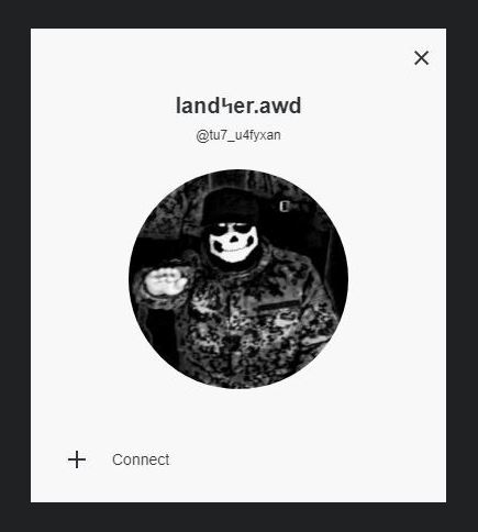 A screenshot of a social media profile for 'landser.awd' featuring a profile picture of an individual wearing a skull mask, a dark hat, and a camouflage jacket, making a hand gesture.