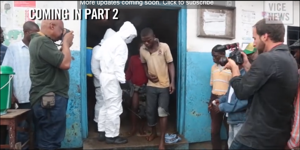 On left Washington Post photographer Michelle Du cille. On right VICE photographer/fixer/journalist Ashoka Mukpo. Photograph taken from a video shot by VICE News between September 18 and 22 2014