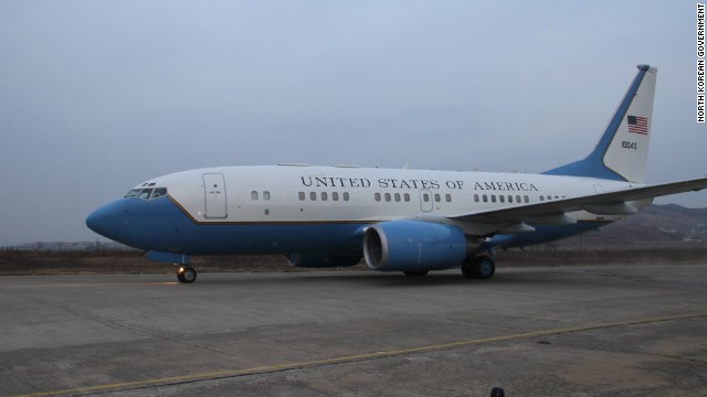 U.S. government plane on the tarmac in Pyongyang, November 9, 2014. Inside were two dozen heavily armed U.S. special operations soldiers