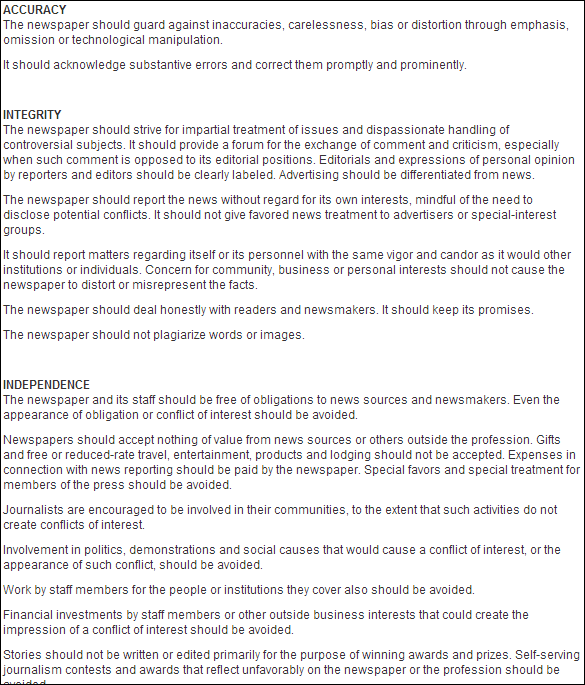 From the official AP guide on journalism ethics