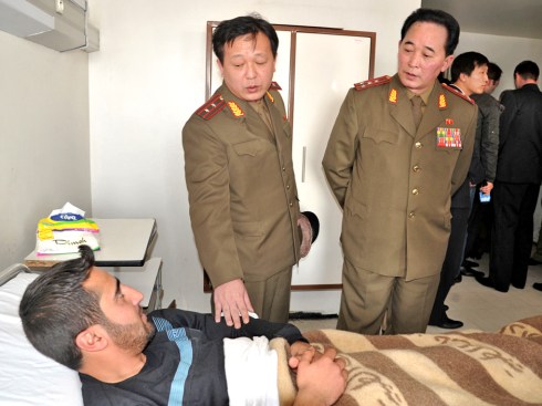 North Korean officers visit Syrian government wounded soldiers in Damascus hospital in 2012 (Photo: SANA/North Korean Leadership Watch/Michael Madden)