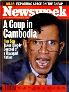 Hun Sen after he overthrew the 3 billion dollar UN election when he lost in 1997